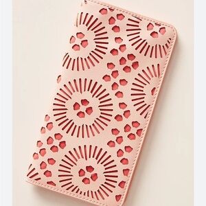 Anthropologie Pippa Travel Wallet Pink Laser Cut Passport Holder